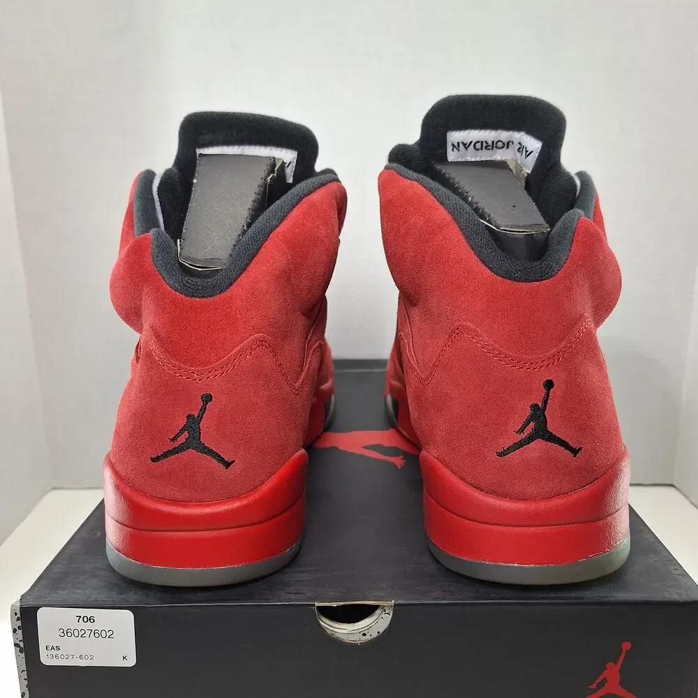 Air Jordan 5 Retro Mens 12 Red Suede 136027-602 Basketball Shoes Sneakers